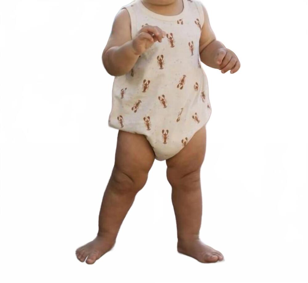 NEW RYLEE + CRU kid's sleeveless one-piece in lobsters/ natural